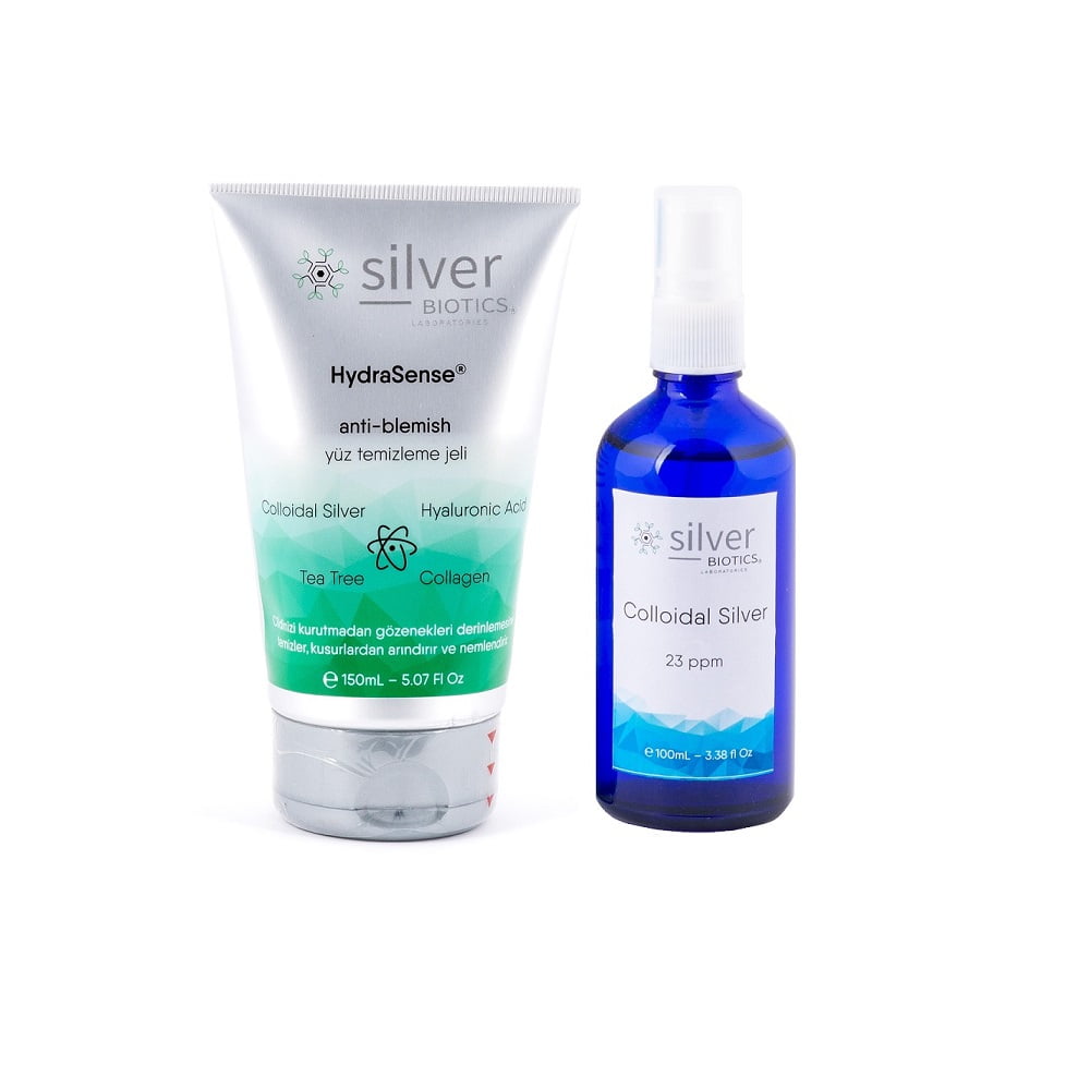 SilverBIOTICS HydraSense® Yüz Temizleme Jeli + 100ml Gümüş Suyu Spreyi